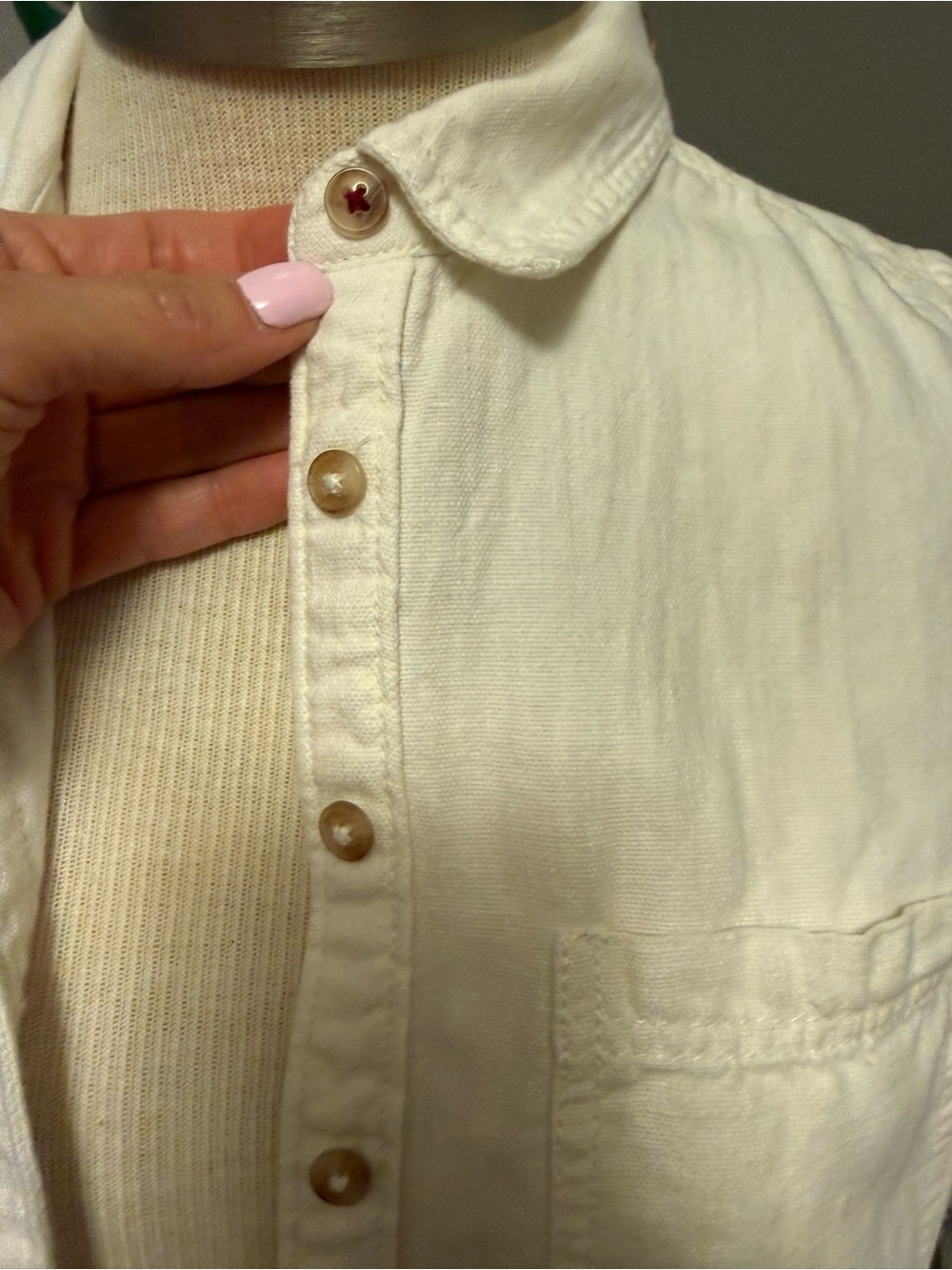 Anthropologie Pilcro Cream Cropped Button-Front Vest - Picture 6 of 6